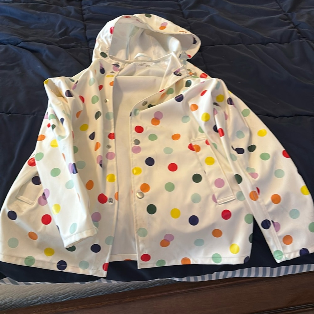 Primary Multicolor Polka Dot Kids Raincoat
